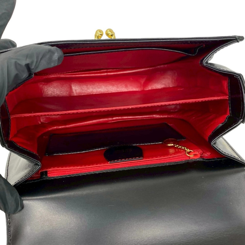 GUCCI Vintage Black Leather Horseshoe Shoulder Bag - Picture 9 of 10